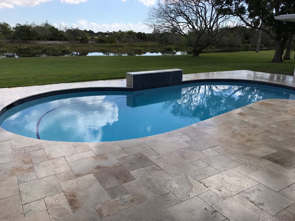 Travertine pool patio